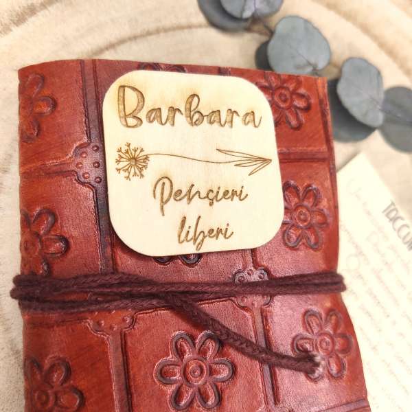 Taccuino in Pelle con Carta Artigianale – Mini Diario con Placca Personalizzabile